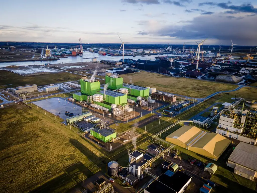 Dronefoto van de Sloecentrale in Vlissingen.